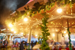 Santa Paul with a street view from a Christmas Trolley in Asheville