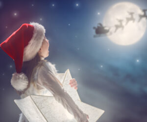 Little girl watching Santa