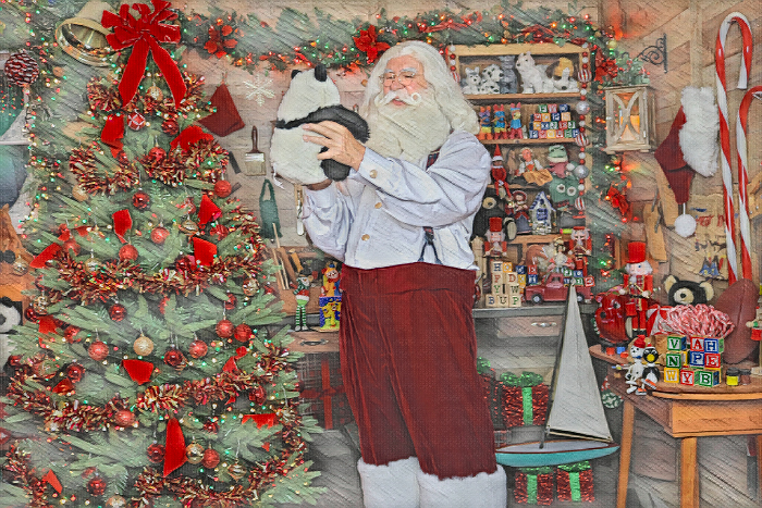 Santa Claus Making Working In The Toy Shop