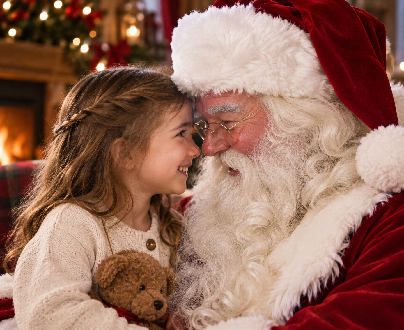 Santa Paul and little girl in staring contest