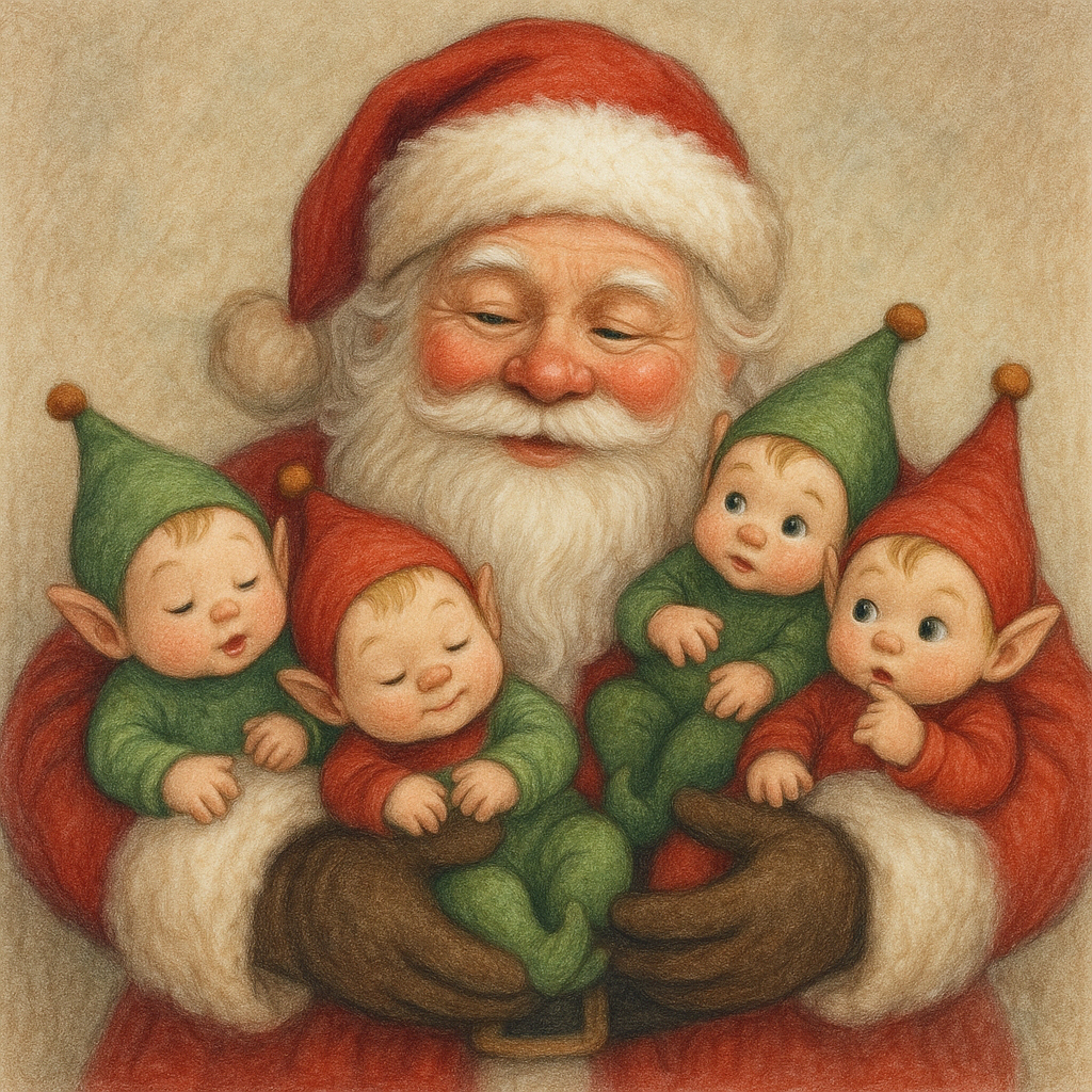 Santa with baby elves.